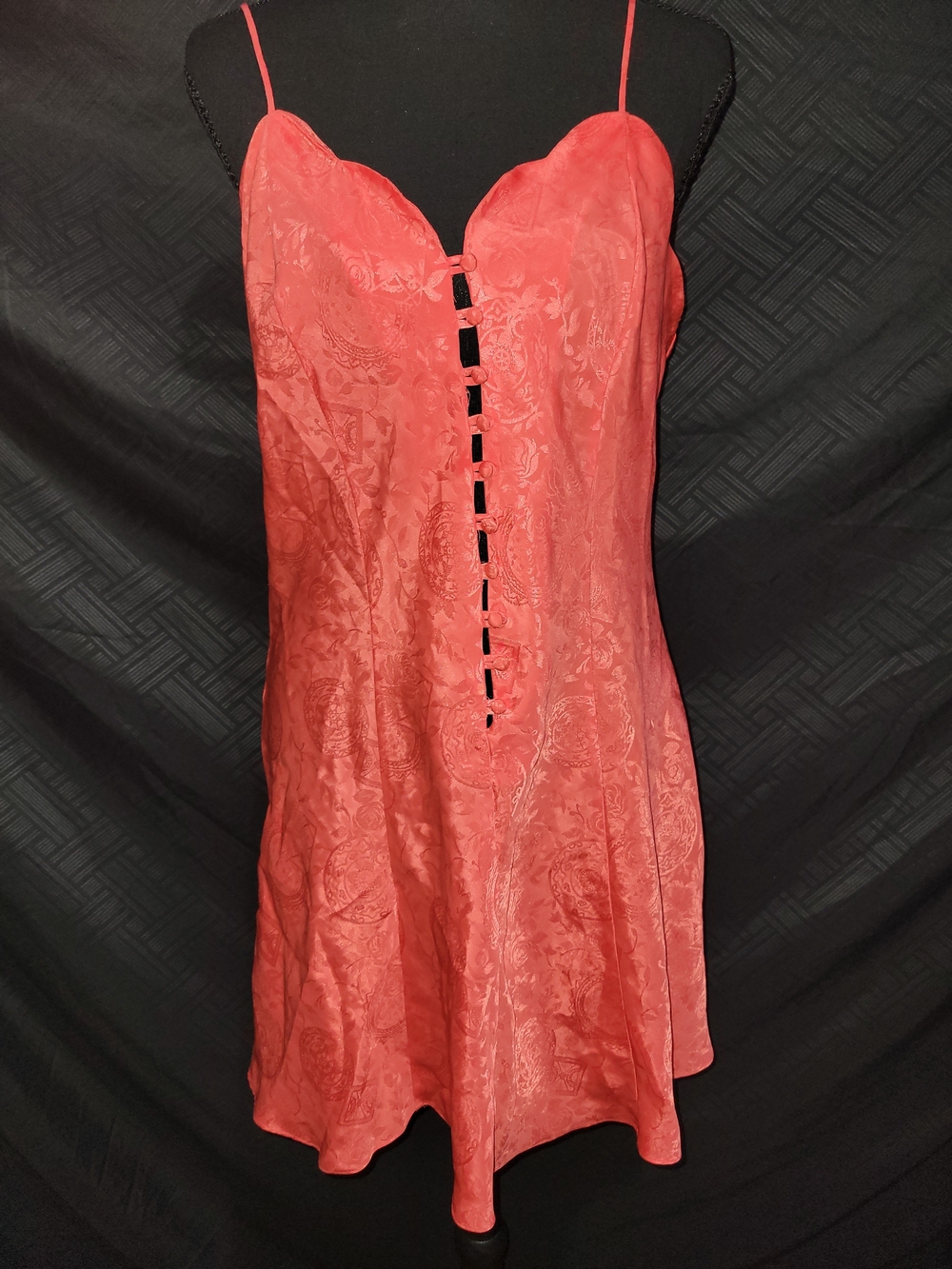 Vintage Gold Label Victorias Secret Coral Nightie Slip Dress With Buttons Large